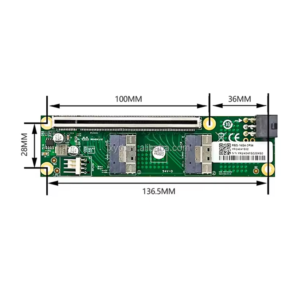 PCIe 5.0 X16 to 2*MCIO 8X Riser Cable GPU Riser - Image 2